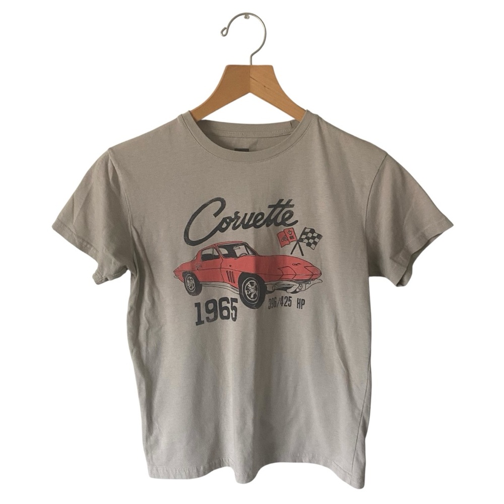 GM Beige Coral Pink 1965 Corvette Trendy Retro Racing T Shirt Women’s Size S